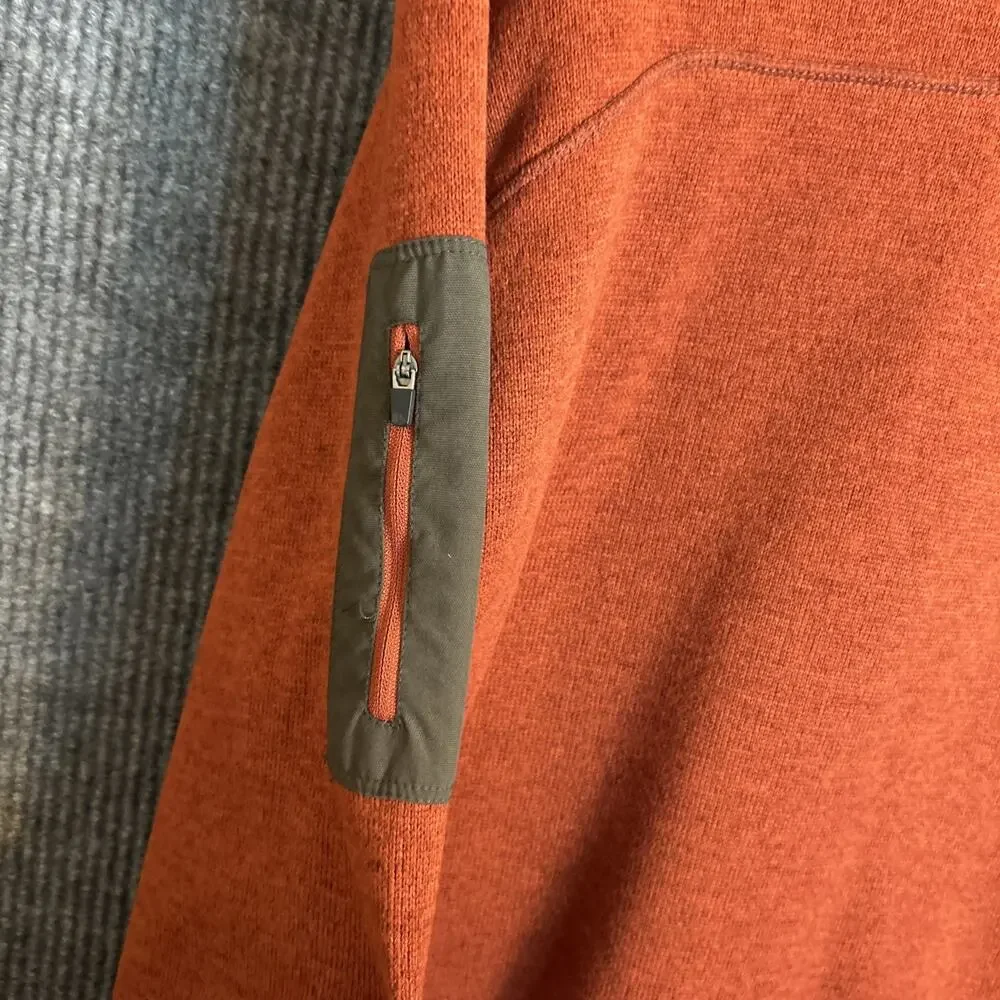 Eddie Bauer Mens 1/4 Zip Fleece Sweater Size XXL Orange Outdoor Hiking Camping